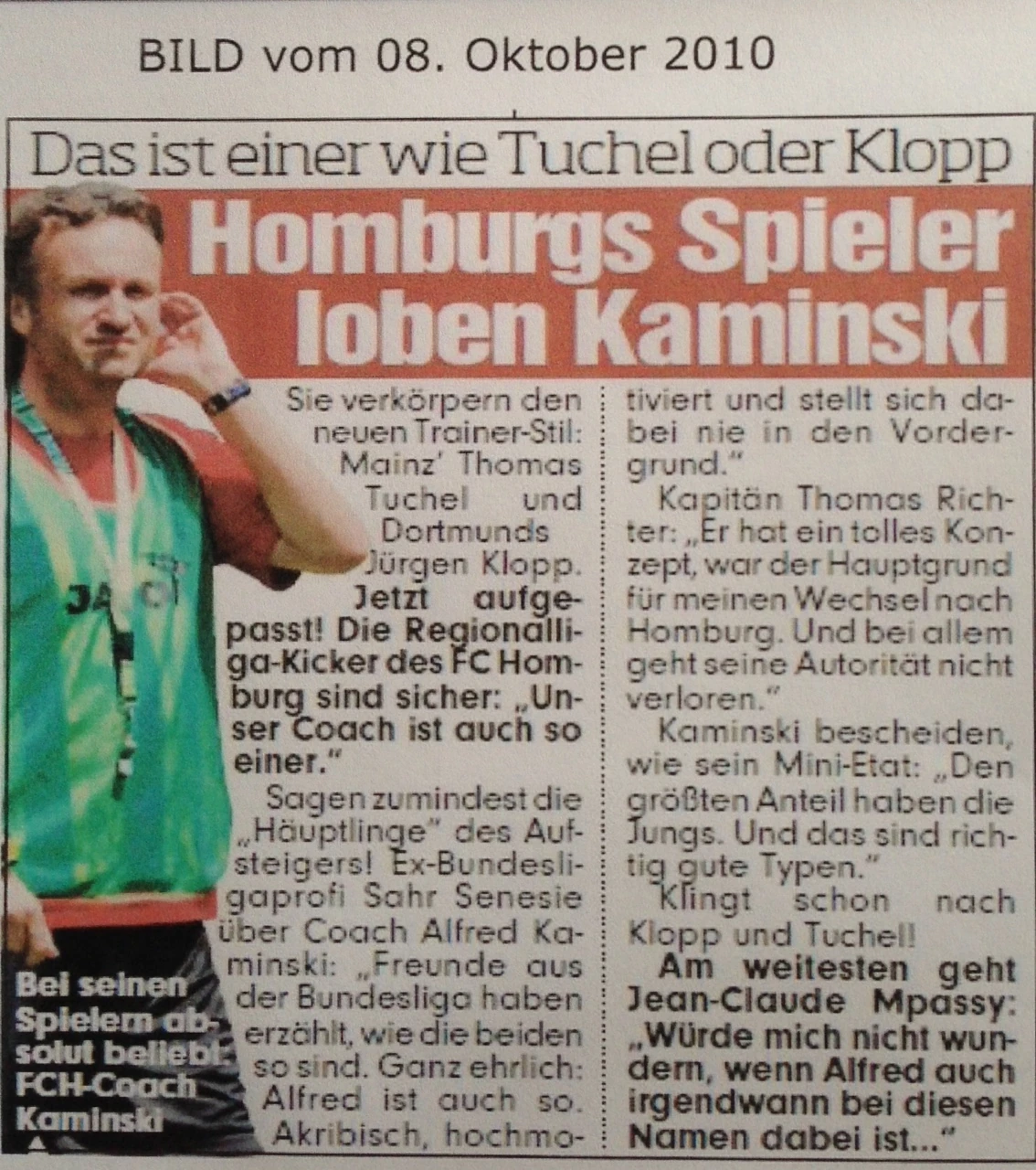 Homburgs Spieler loben Kaminski