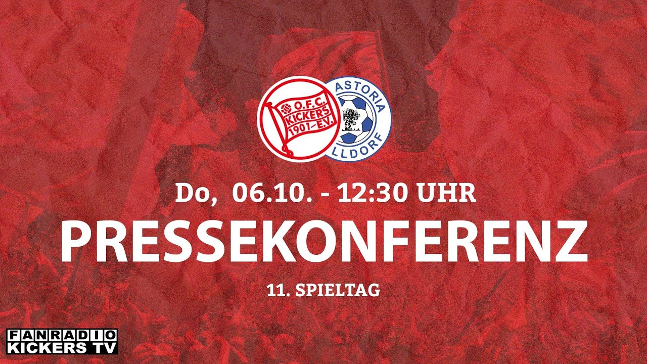 Offizielle Kickers-TV-Vorschaugrafik zur Pressekonferenz vor Offenbach gegen Walldorf am 6. Oktober.
